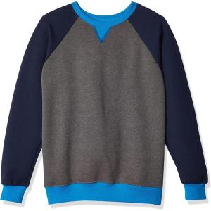 Fruit of the Loom Boys’ Explorer Fleece Collection(Sweatshirt – Charcoal Heather/Navy)