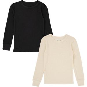 Fruit of the Loom Boys Premium 2-Pack Thermal Waffle Crew Top(Black/Natural)