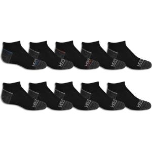 Fruit of the Loom Boys’ Zone Cushion No Show Socks (10 Pack)(Black Assort 1)