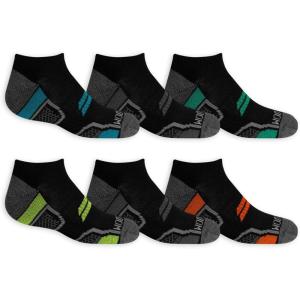 Fruit of the Loom Boys’ Zone Cushion No Show Socks (10 Pack)(Black Asst)