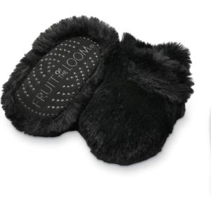Fruit of the Loom Cozy Thermal Wrap Booties with Non-slip Grips for Baby Girls, Boys, Unisex -(Black Faux Fur)