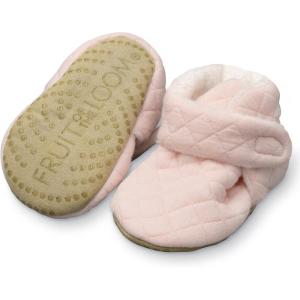 Fruit of the Loom Cozy Thermal Wrap Booties with Non-slip Grips for Baby Girls, Boys, Unisex -(Pink Jersey)