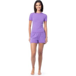 Fruit of the Loom Energize Women’s Short Sleeve Tee and Shorts Sleep Pajama Set(Iris)