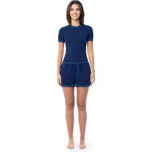 Fruit of the Loom Energize Women’s Short Sleeve Tee and Shorts Sleep Pajama Set(Navy)