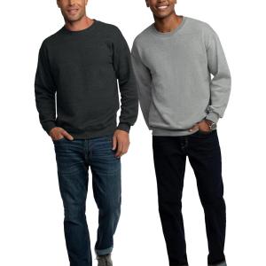 Fruit of the Loom Eversoft Fleece Crewneck Sweatshirts, Moisture Wicking & Breathable, Sizes S-4X(2 Pack – Black Heather/Grey Heather)