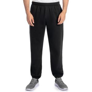 Fruit of the Loom Eversoft Fleece Elastic Bottom Sweatpants with Pockets, Relaxed Fit, Moisture Wicking, Breathable(Black)