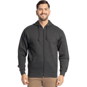 Fruit of the Loom Eversoft Fleece Full Zip Hoodie Sweatshirt(Black Heather Full Zip)