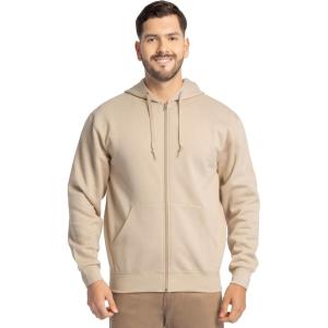 Fruit of the Loom Eversoft Fleece Full Zip Hoodie Sweatshirt(Khaki Heather Full Zip)