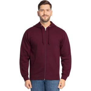 Fruit of the Loom Eversoft Fleece Full Zip Hoodie Sweatshirt(Maroon Full Zip)