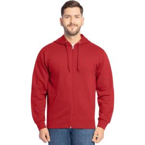 Fruit of the Loom Eversoft Fleece Full Zip Hoodie Sweatshirt(Red Full Zip)
