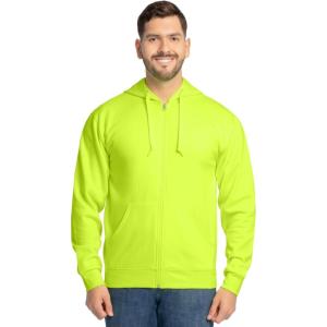 Fruit of the Loom Eversoft Fleece Full Zip Hoodie Sweatshirt(Safety Green Full Zip)