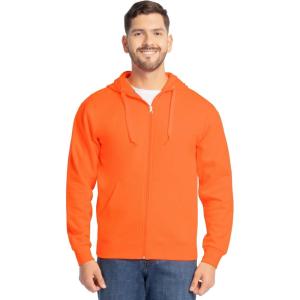 Fruit of the Loom Eversoft Fleece Full Zip Hoodie Sweatshirt(Safety Orange Full Zip)
