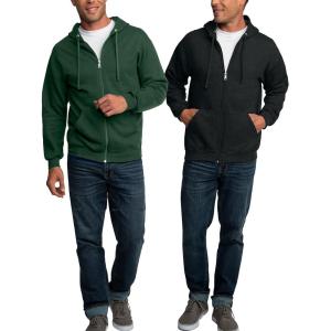Fruit of the Loom Eversoft Fleece Hoodies, Pullover & Full Zip, Moisture Wicking & Breathable, Sizes S-4X(2 Pack – Black Heather/Dark Green)