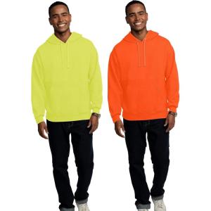 Fruit of the Loom Eversoft Fleece Hoodies, Pullover & Full Zip, Moisture Wicking & Breathable, Sizes S-4X(2 Pack – Safety Orange/Safety Green)