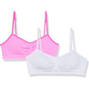 Fruit of the Loom Girls Bra with Removable Cookies, 2-Pack(Med Stripe/White)