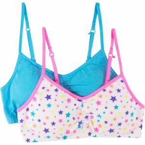Fruit of the Loom Girls Bra with Removable Cookies, 2-Pack(Shining Star/Cabo Blue)