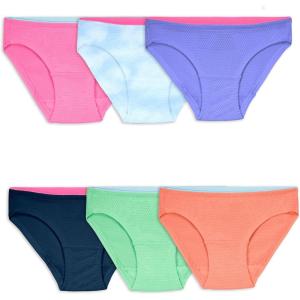 Fruit of the Loom Girls’ Breathable Underwear(Bikini – 6 Pack – Assorted Fashion)