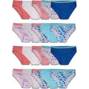 Fruit of the Loom Girls’ Cotton Bikini Underwear Multipacks(20 Pack – Fashion Assorted)
