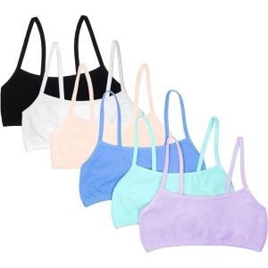 Fruit of the Loom Girls Cotton Spaghetti Strap Sport Bra(Aruba Blue/Hyacinth/Cornflower Blue/Light Nude/White/Black)