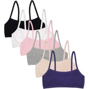 Fruit of the Loom Girls Cotton Spaghetti Strap Sport Bra(Blueberry/Black/Grey/White/Sand/Blush)