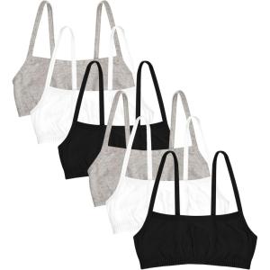 Fruit of the Loom Girls Cotton Spaghetti Strap Sport Bra(Heather Grey/Black/White)