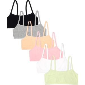 Fruit of the Loom Girls Cotton Spaghetti Strap Sport Bra(Lentil/Mango/Pink Camo/Grey Heather/White/Black)