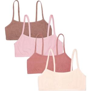 Fruit of the Loom Girls Cotton Spaghetti Strap Sport Bra(Light Nude/Blush/Desert Dusk/Sweet Tea)