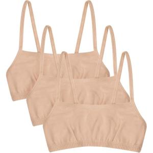 Fruit of the Loom Girls Cotton Spaghetti Strap Sport Bra(Sand/Sand/Sand)