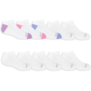 Fruit of the Loom Girls’ Everyday Lightweight Sports No Show Socks (10 Pack)(White)