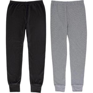 Fruit of the Loom Girls’ Premium 2-Pack Thermal Waffle Bottom(Black/Heather Greystone)