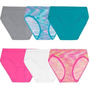 Fruit of the Loom Girls’ Seamless Underwear Multipack(Hipster – 6 Pack – Assorted)