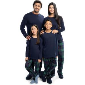 Fruit of the Loom Men Matching Holiday Family Sleep Pajama Set for Women, Men, and Kids(Navy/Green Plaid)