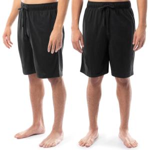 Fruit of the Loom Men’s 2-Pack Jersey Knit Sleep Pajama Shorts(Black/Black)