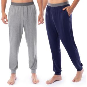 Fruit of the Loom Men’s 360 Stretch 2-Pack Jogger Pajama Sleep Pant(Grey Heather/Navy)