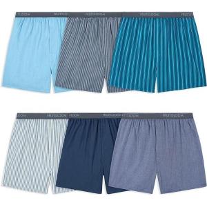Fruit of the Loom Men’s 6 Pack Exposed Waistband Boxer Shorts(Assorted)