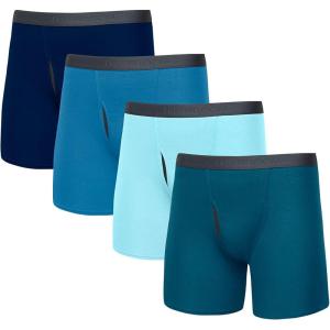 Fruit of the Loom Men’s Big & Tall Undershirt Multipacks(Boxer Brief – 4 Pack – Assorted Blues)
