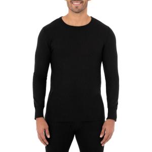 Fruit of the Loom Men’s Classic Midweight Waffle Thermal Underwear Crew Top(Black)