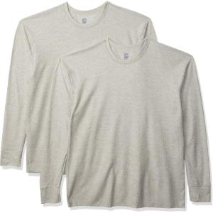 Fruit of the Loom Men’s Classic Midweight Waffle Thermal Underwear Crew Top(Light Grey Heather/Light Grey Heather (2-pack))