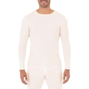 Fruit of the Loom Men’s Classic Midweight Waffle Thermal Underwear Crew Top(Sandstone)
