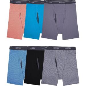 Fruit of the Loom Men’s Coolzone Boxer Briefs, Moisture Wicking & Breathable, Assorted Color Multipacks(6 Pack – Stripe/Solid)