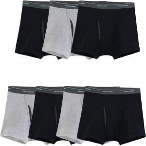 Fruit of the Loom Men’s Coolzone Boxer Briefs, Moisture Wicking & Breathable, Assorted Color Multipacks(Short Leg – 7 Pack – Black/Gray)