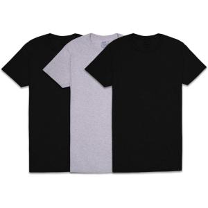 Fruit of the Loom Men’s Crew Tee Undershirts, Moisture Wicking & Tag Free, Also Available in Big & Tall(Black/Grey – 3 Pack)