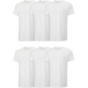 Fruit of the Loom Men’s Crew Tee Undershirts, Moisture Wicking & Tag Free, Also Available in Big & Tall(White – 6 Pack)