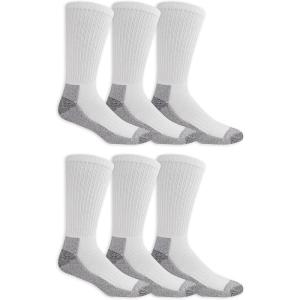 Fruit of the Loom Men’s Cushioned Moisture Wicking Durable Cotton Workgear Crew Socks (6 Pack), White, Medium (6-12)