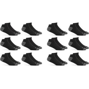 Fruit of the Loom Men’s Dual Defense No Show Socks (12 Pack)(Black)