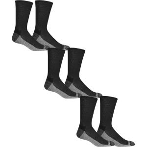 Fruit of the Loom Men’s Essential 6 Pair Pack Casual Socks with Cushion and Arch Support(Black)