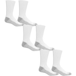 Fruit of the Loom Men’s Essential 6 Pair Pack Casual Socks with Cushion and Arch Support(White)