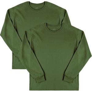 Fruit of the Loom Mens Eversoft Cotton Long Sleeve T Shirts, Breathable & Moisture Wicking with Odor Control(Long Sleeve – Military Green)