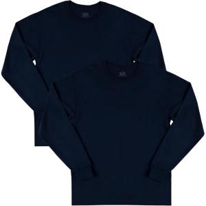Fruit of the Loom Mens Eversoft Cotton Long Sleeve T Shirts, Breathable & Moisture Wicking with Odor Control(Long Sleeve – Navy)
