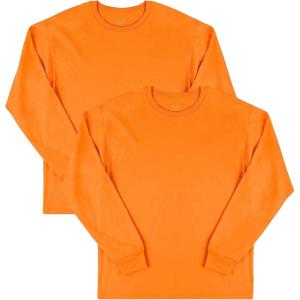Fruit of the Loom Mens Eversoft Cotton Long Sleeve T Shirts, Breathable & Moisture Wicking with Odor Control(Long Sleeve – Safety Orange)